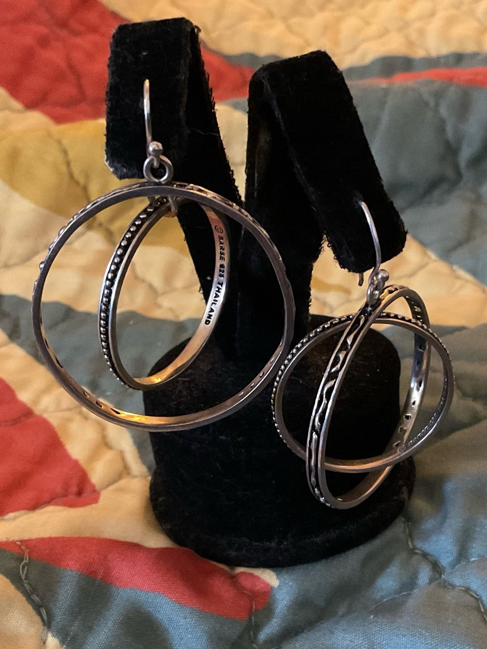 VTG LARGE BARSE STERLING SILVER 925 MULTI-HOOP DANGLE  EARRINGS